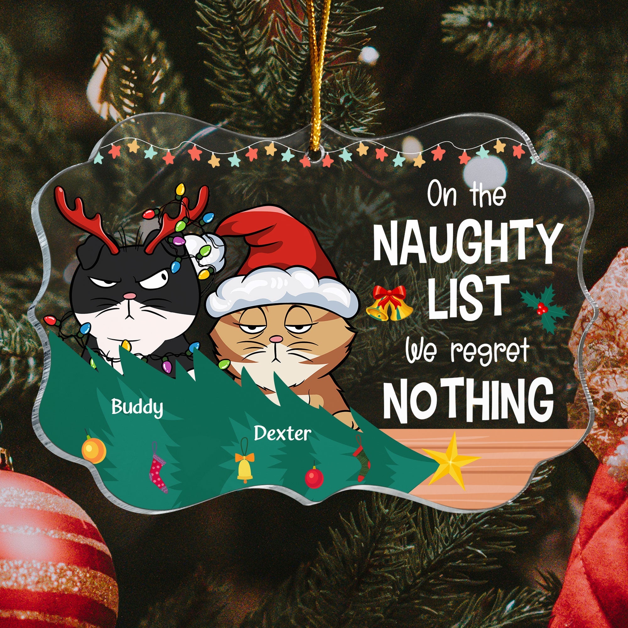 Naughty List - We Regret Nothing - Personalized Acrylic Ornament