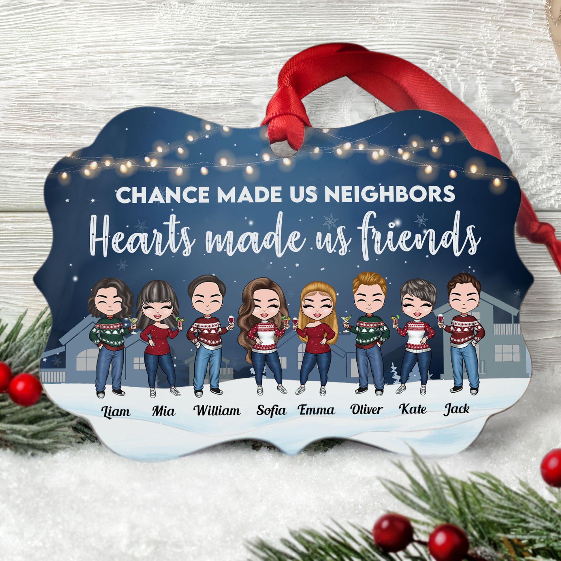 Personalized Neighbor Christmas Ornament - Friendship Ornament 2023,  Neighbors by Chance Friends by Choice, Best Neighbor Ever Gifts - Neighbor  to Neighbor - Free Customization with Gift Box 