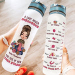 Never Discusses Yarn Stash Of A Lady - Personalized Water Tracker Bottle