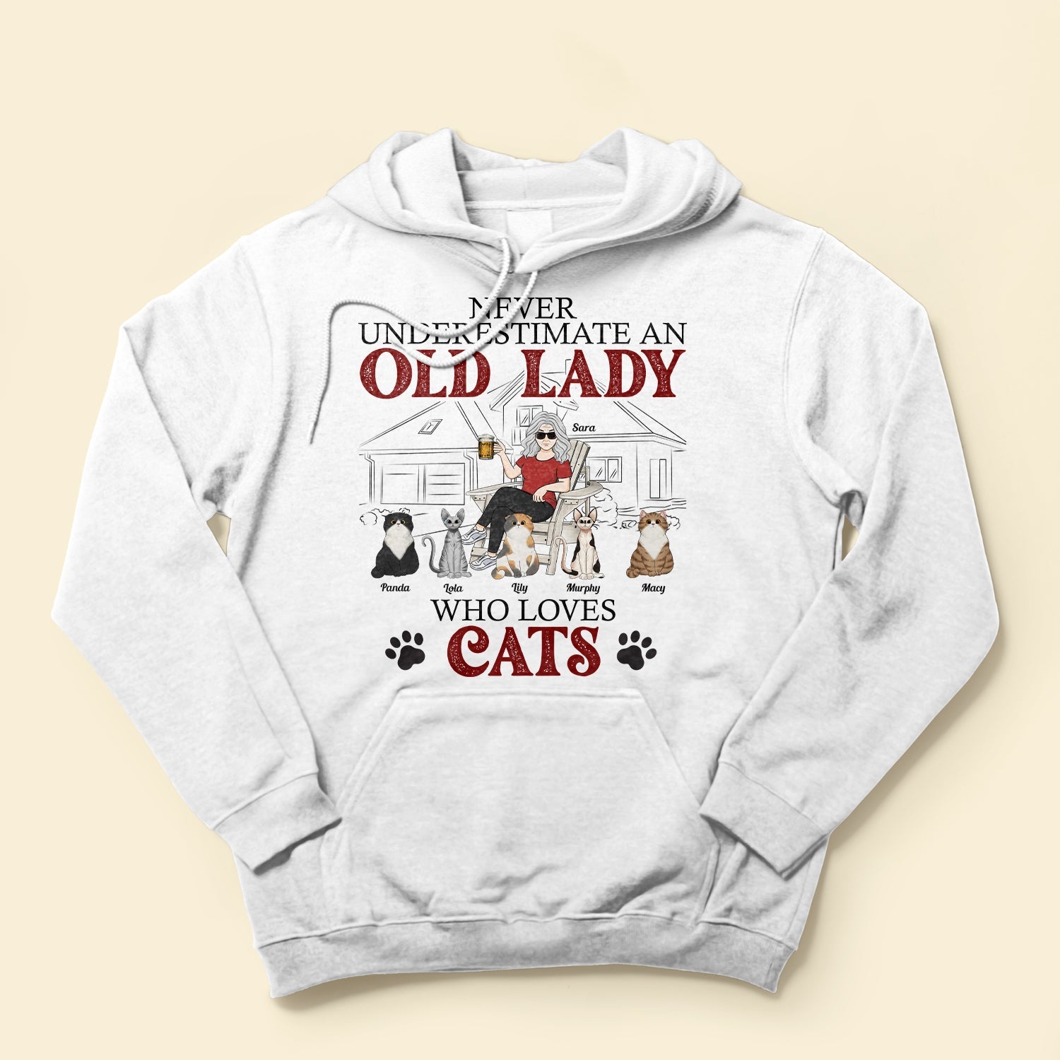 lily white cat shirt Never Underestimate An Old Lady Who Loves Cats - Personalized Shirt