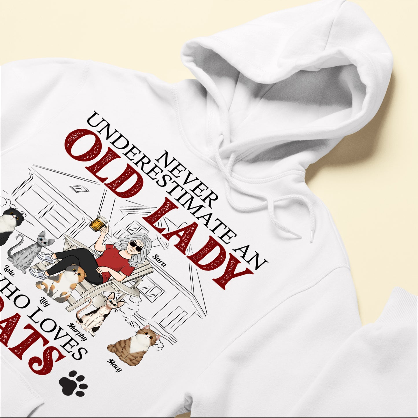 Never Underestimate An Old Lady Who Loves Cats - Personalized Shirt - Birthday, Mother's Day Gift For Cat Mom, Cat Mother, Cat Lover