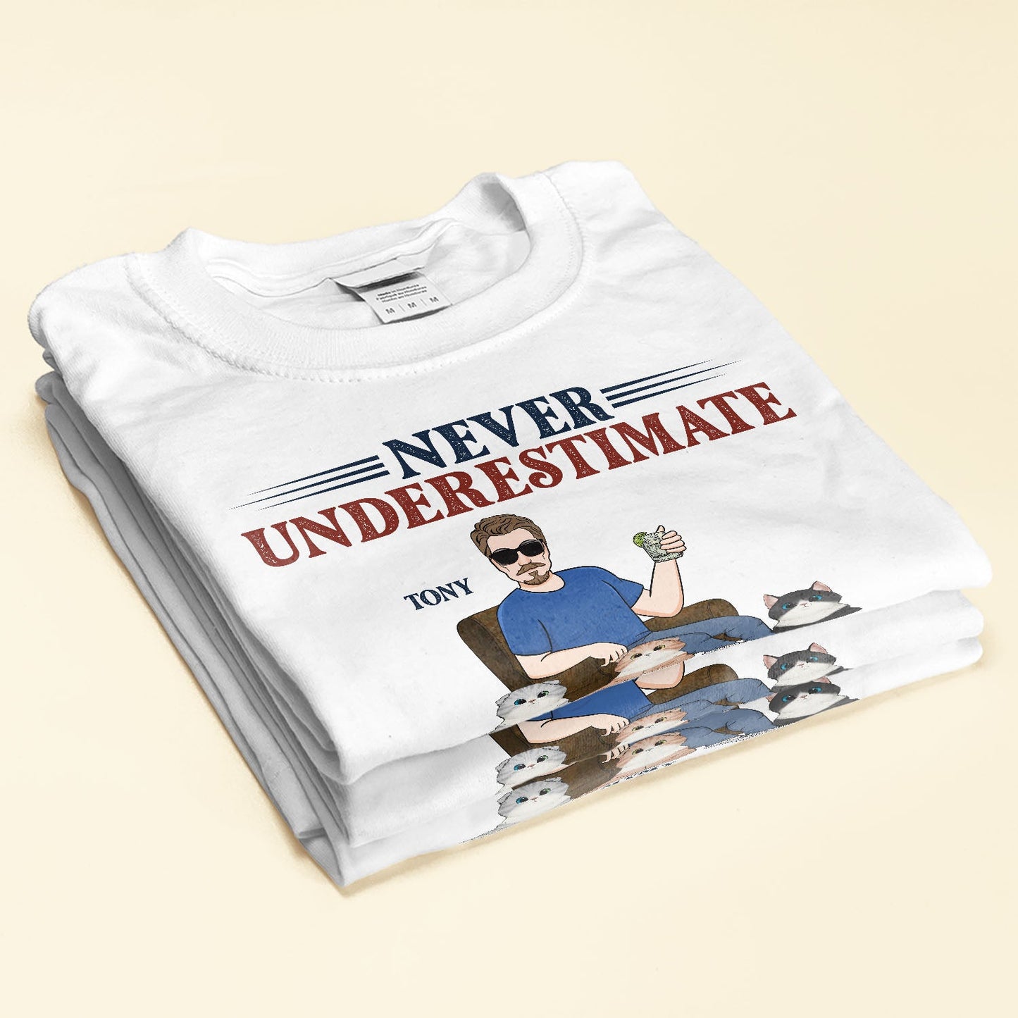Never Underestimate An Old Man With His Cat - Personalized Apparel - Fathers Day Gift For Dad, Cat Dad, Papa
