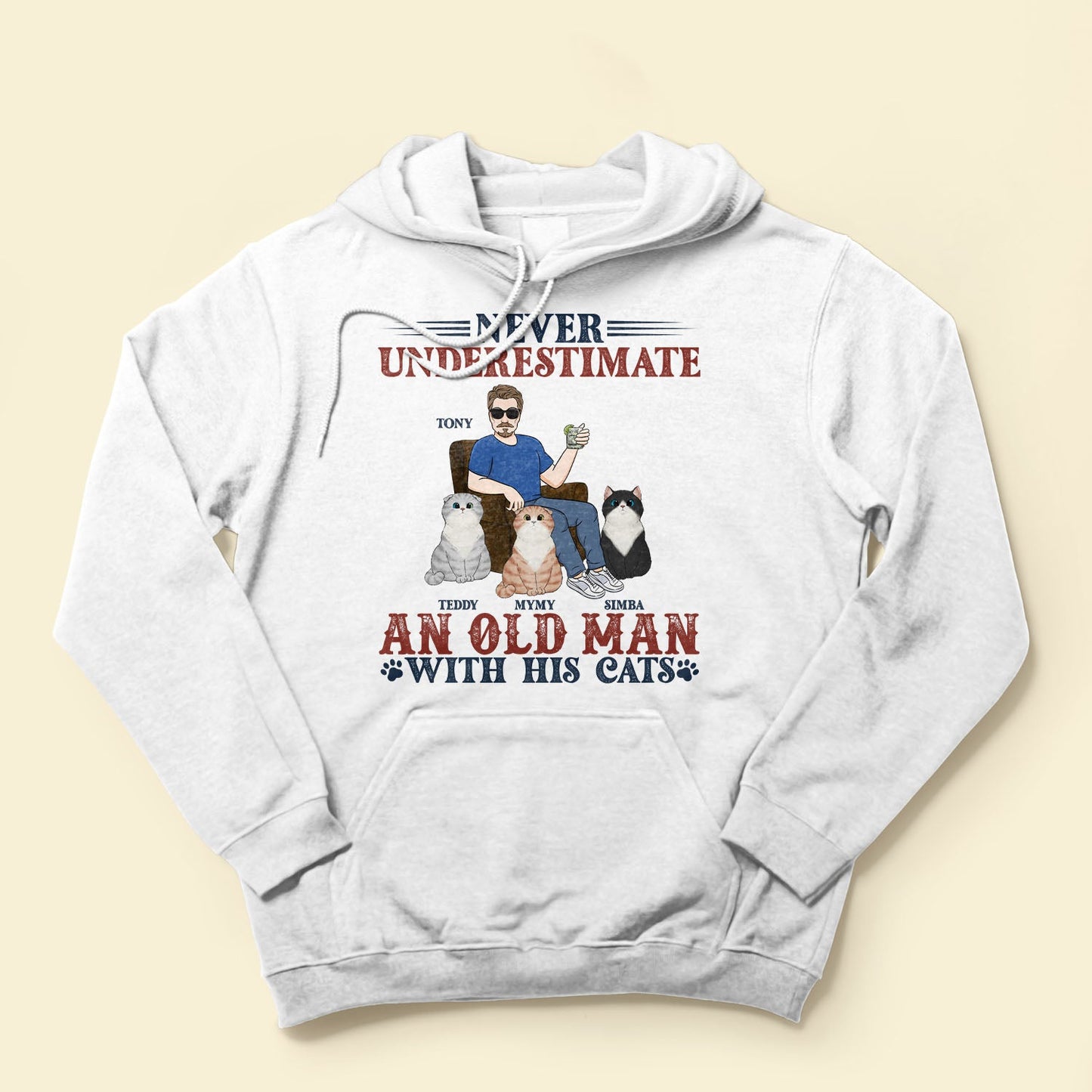 Never Underestimate An Old Man With His Cat - Personalized Apparel - Fathers Day Gift For Dad, Cat Dad, Papa