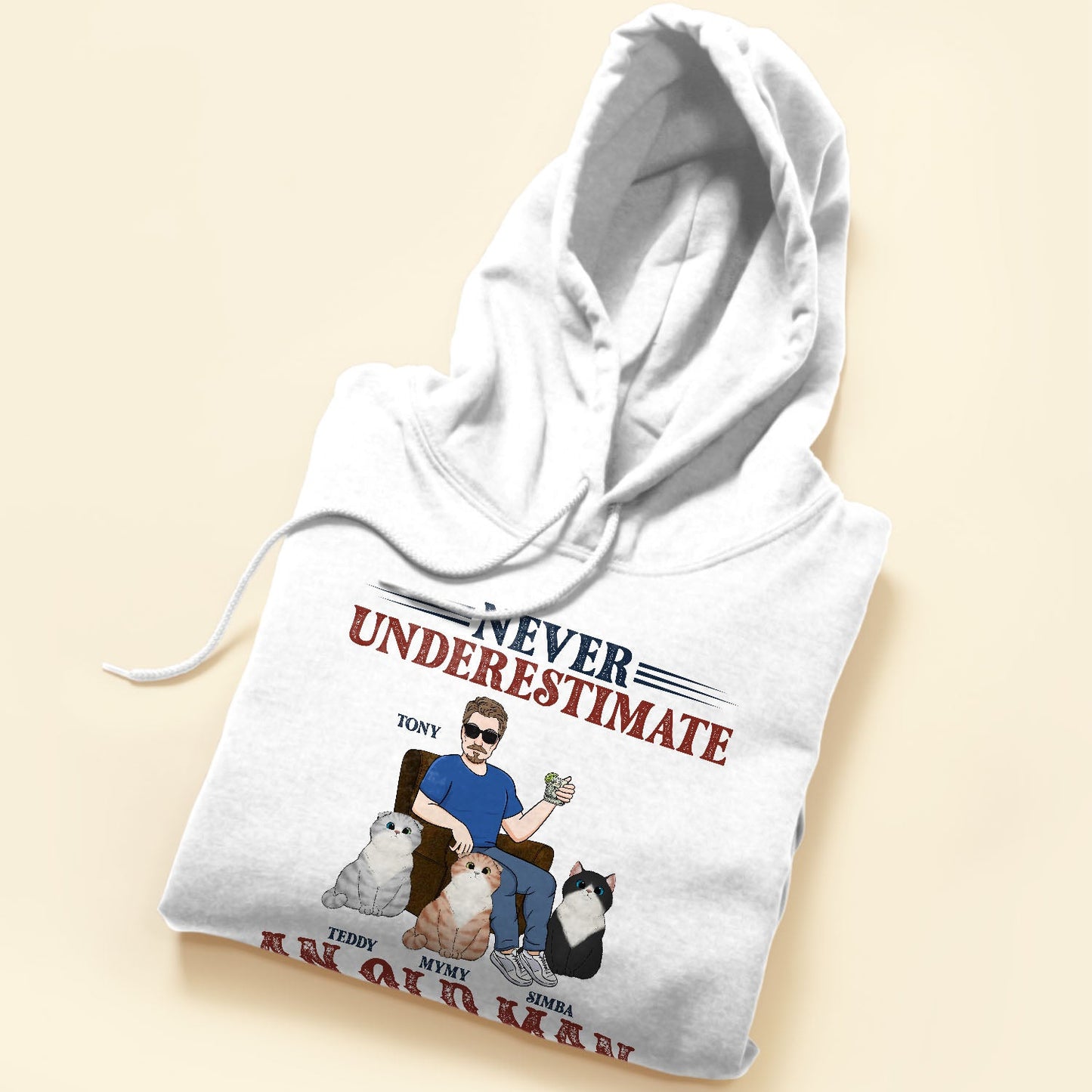 Never Underestimate An Old Man With His Cat - Personalized Apparel - Fathers Day Gift For Dad, Cat Dad, Papa