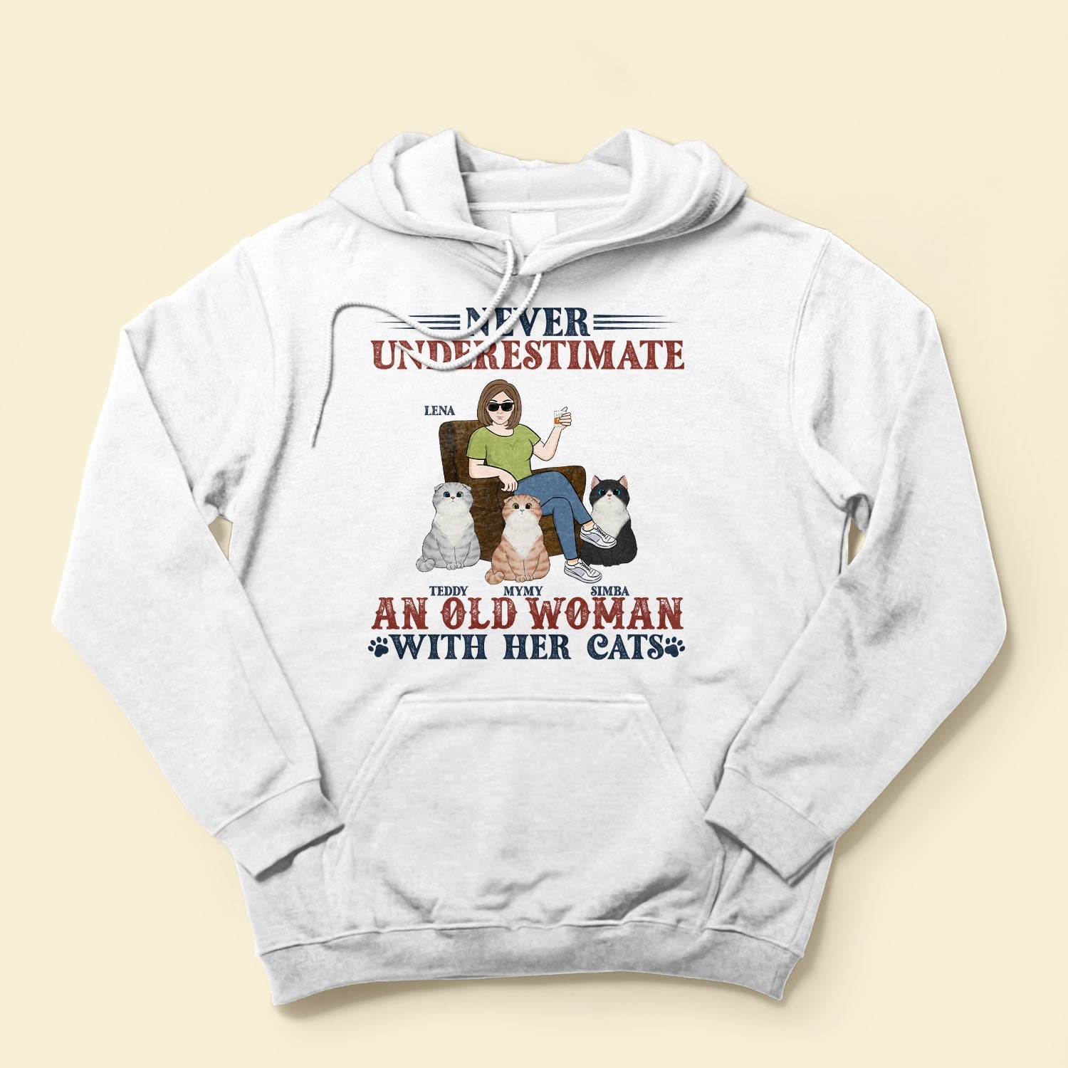 Never Underestimate An Old Woman With Her Cat - Personalized Apparel - Birthday Day Gift For Mom, Cat Mom, Mama