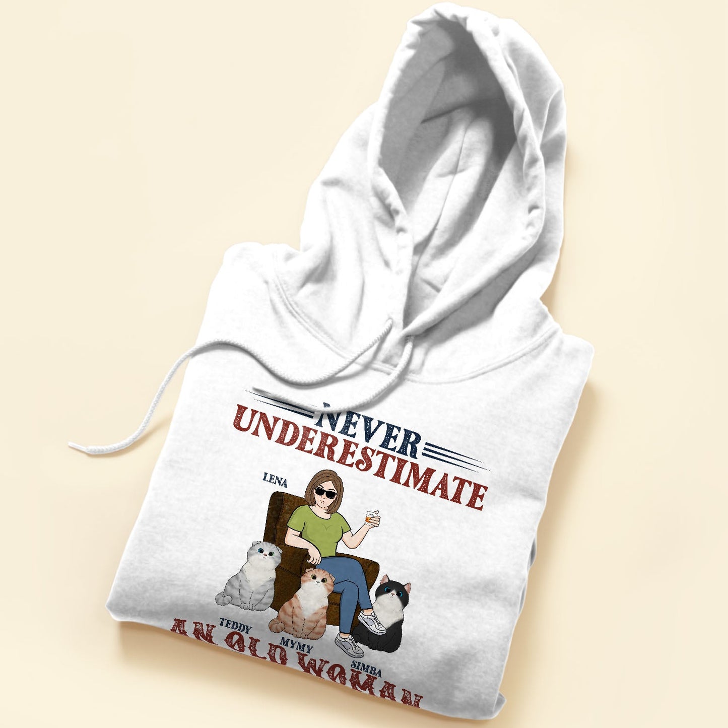 Never Underestimate An Old Woman With Her Cat - Personalized Apparel - Birthday Day Gift For Mom, Cat Mom, Mama