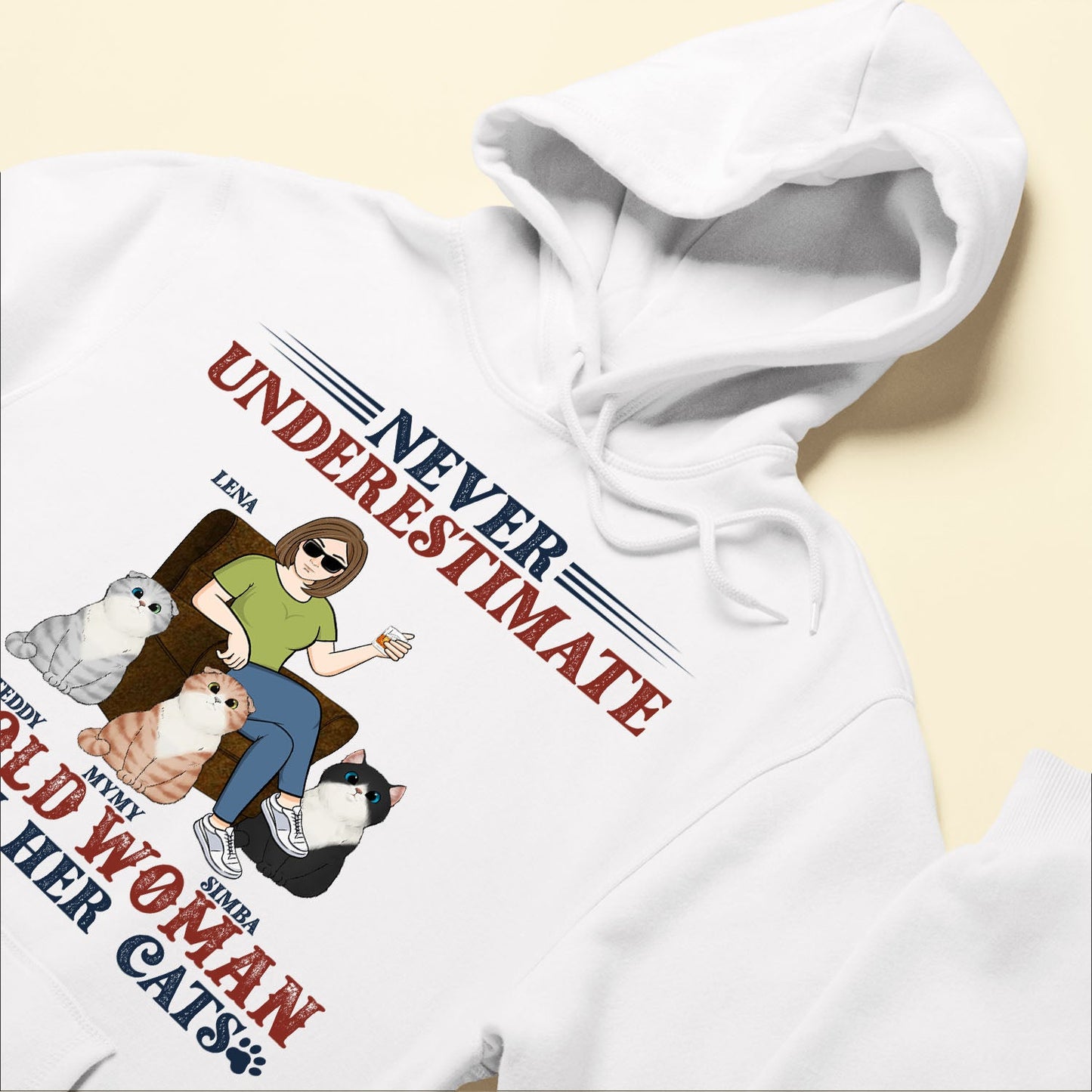Never Underestimate An Old Woman With Her Cat - Personalized Apparel - Birthday Day Gift For Mom, Cat Mom, Mama