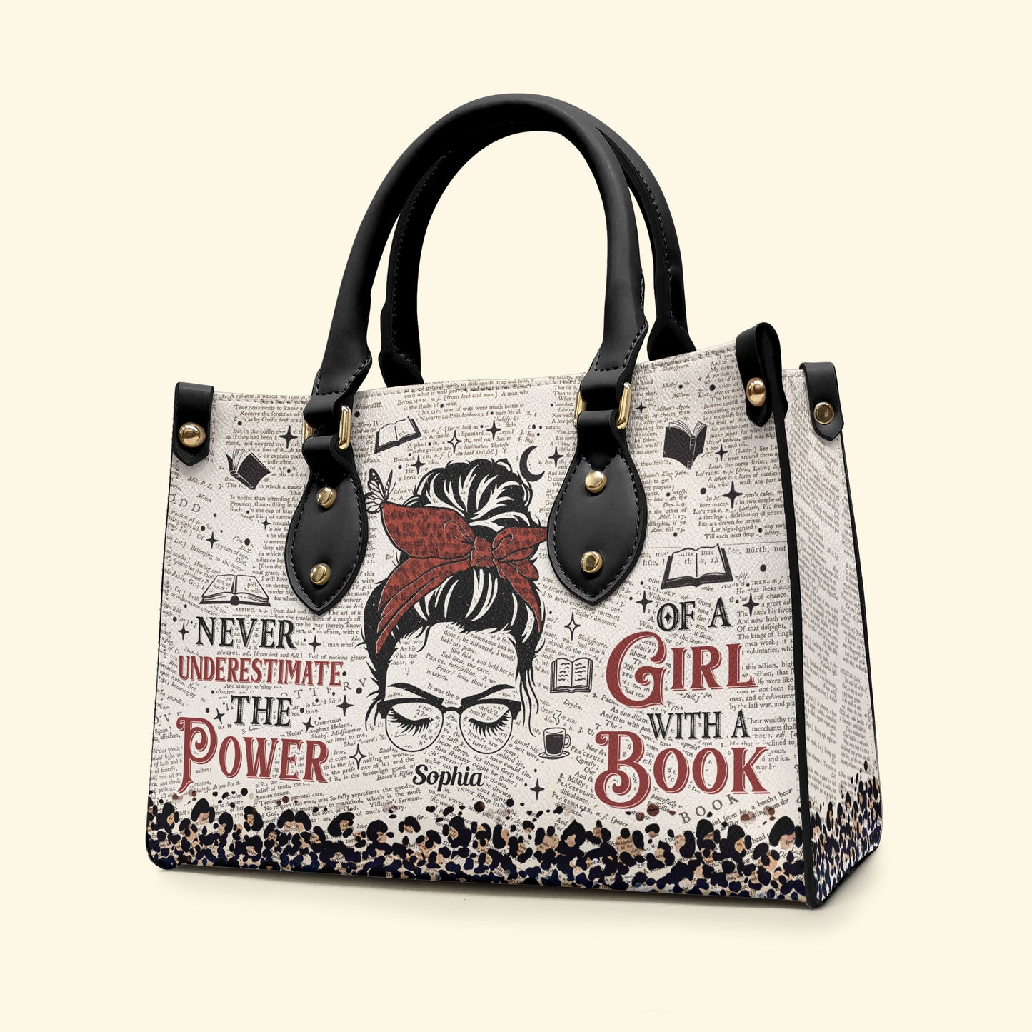 Never Underestimate The Power Of A Girl With A Book - Personalized Leather Bag - Birthday, Loving Gift For Book Lover,Book Girl