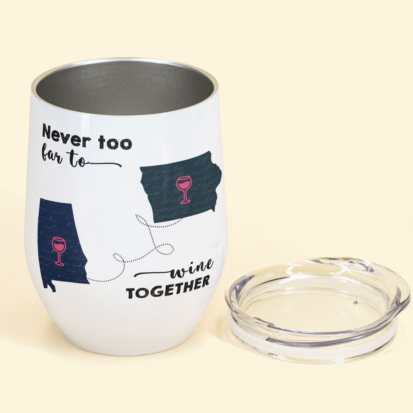 Never Too Far To Wine Together - Personalized Wine Tumbler - Gift For Bestie, Wine Lovers - Friend-Macorner