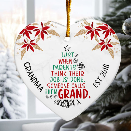 New Grandparents - Personalized Heart Shaped Ceramic Ornament