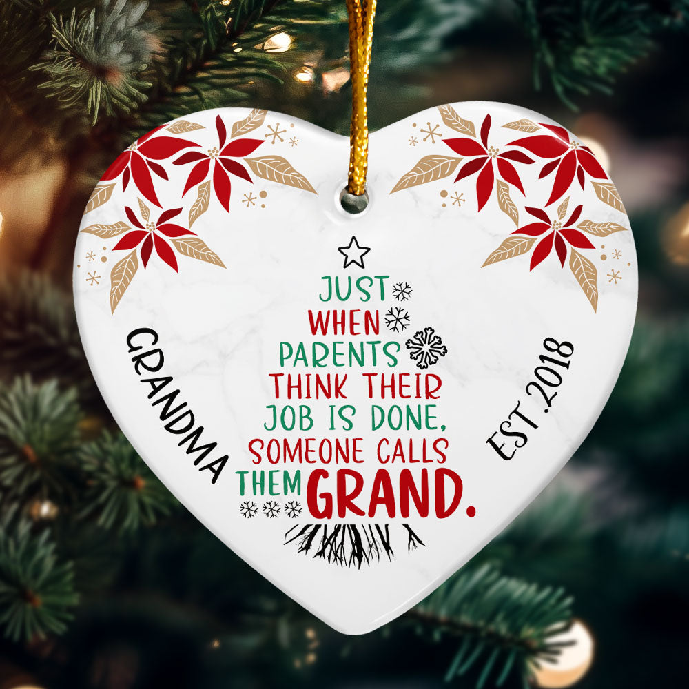 New Grandparents - Personalized Heart Shaped Ceramic Ornament