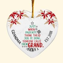 New Grandparents - Personalized Heart Shaped Ceramic Ornament