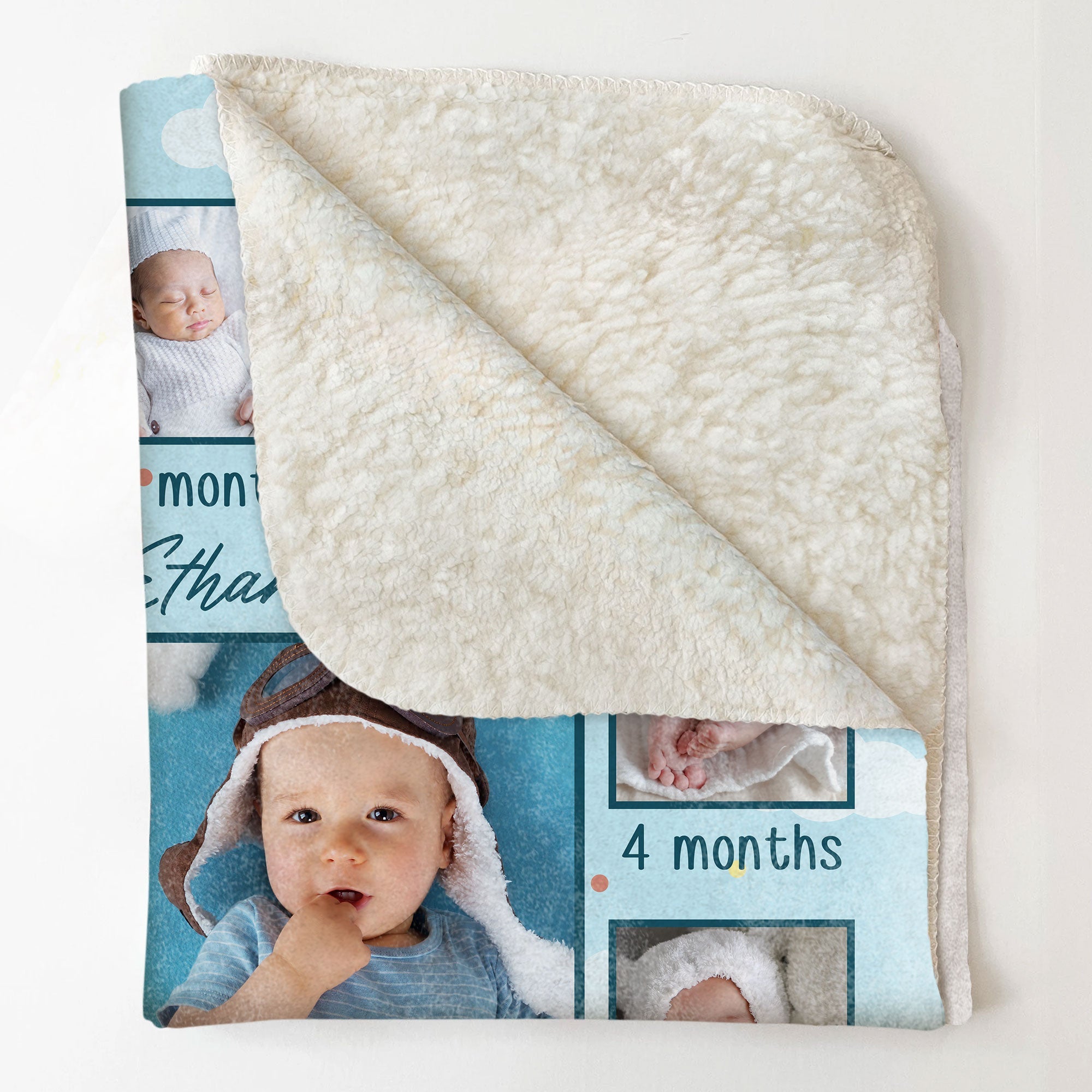 Newborn Kid Happy Month 1st Birthday Gift - Personalized Baby Photo Blanket