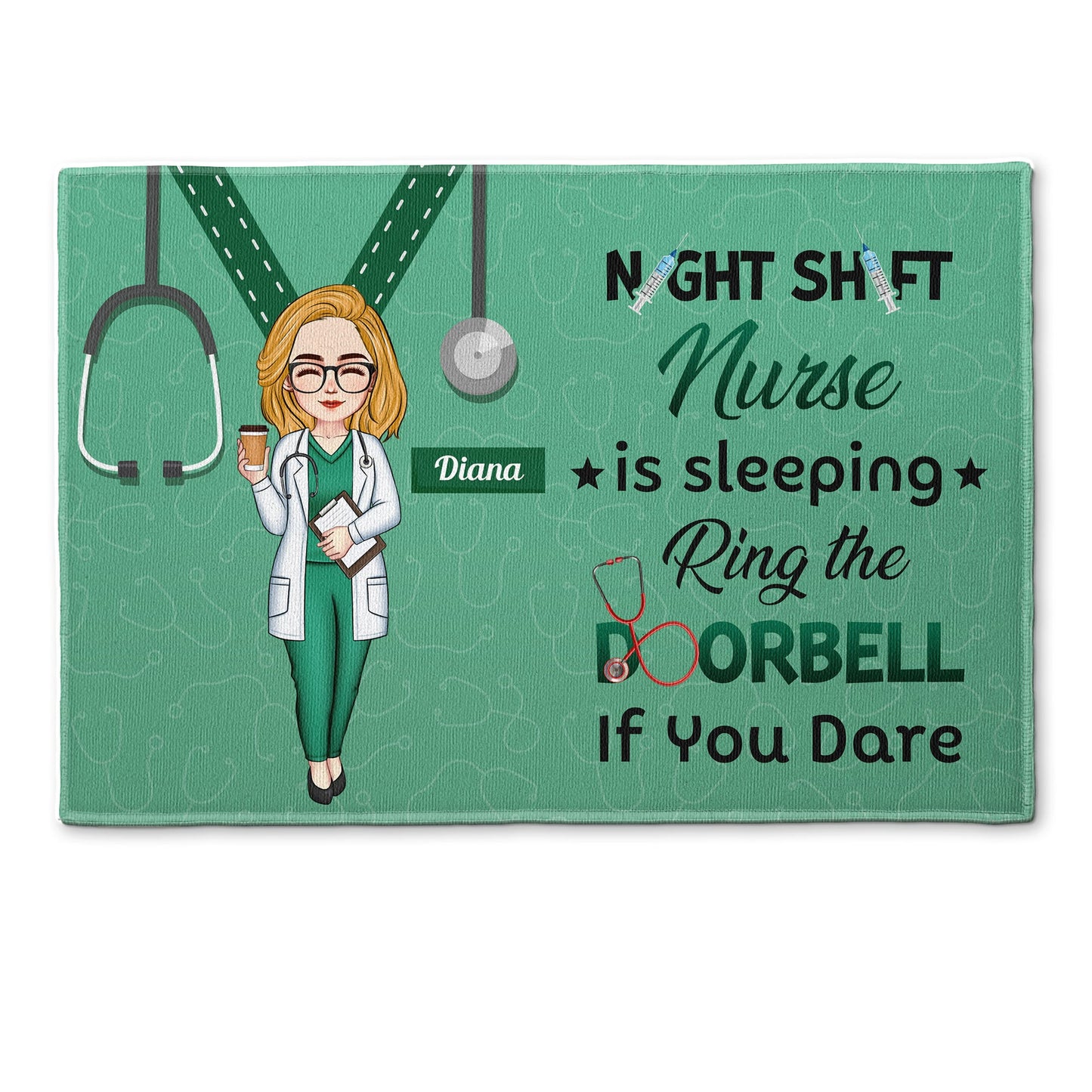 Night Shift Nurse Sleeping - Personalized Doormat