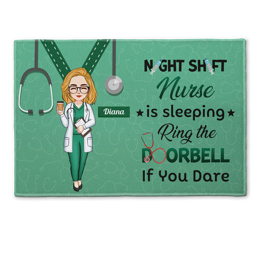 Night Shift Nurse Sleeping - Personalized Doormat