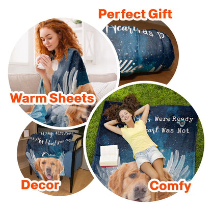 No Longer By My Side But Forever In My Heart Memorial - Personalized Photo Blanket