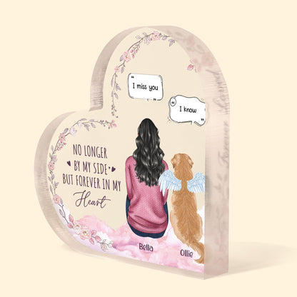 No Longer By My Side But Forever In My Heart Pet Memorial - Personalized Acrylic Plaque