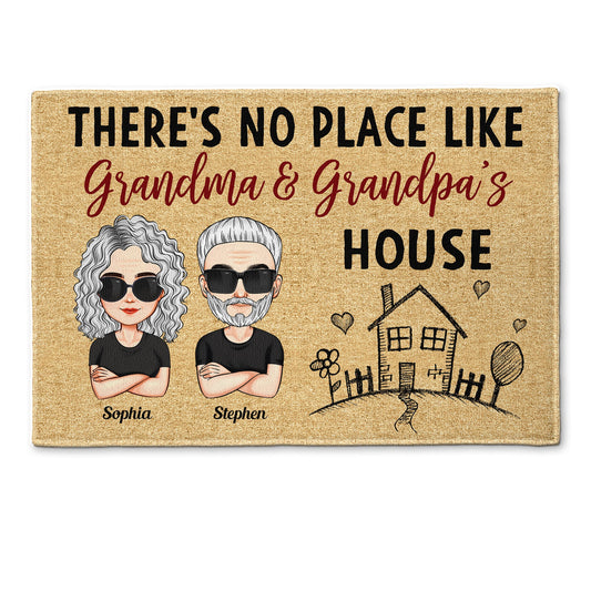 No Place Like Grandpa Grandma'S House - Personalized Doormat - Home Decor, Funny Gift For Grandma, Granpa, Grandparents