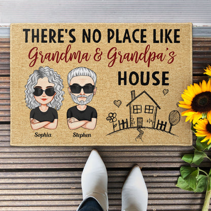 No Place Like Grandpa Grandma'S House - Personalized Doormat - Home Decor, Funny Gift For Grandma, Granpa, Grandparents