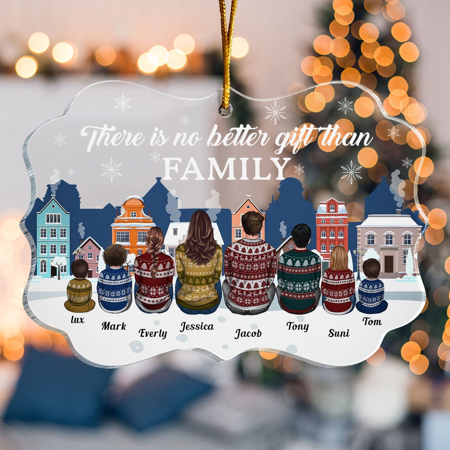 No Greater Gift Than The Love In Family - Personalized Acrylic Ornament - Christmas, Heartwarming Gift For Family, Mom, Dad, Grandparents, Daughter & Son