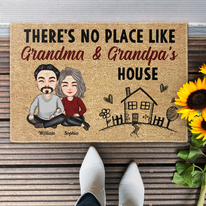 No Place Like Grandma & Grandpa's House - Personalized Doormat - Home Decor Gift For Grandma, Grandpa