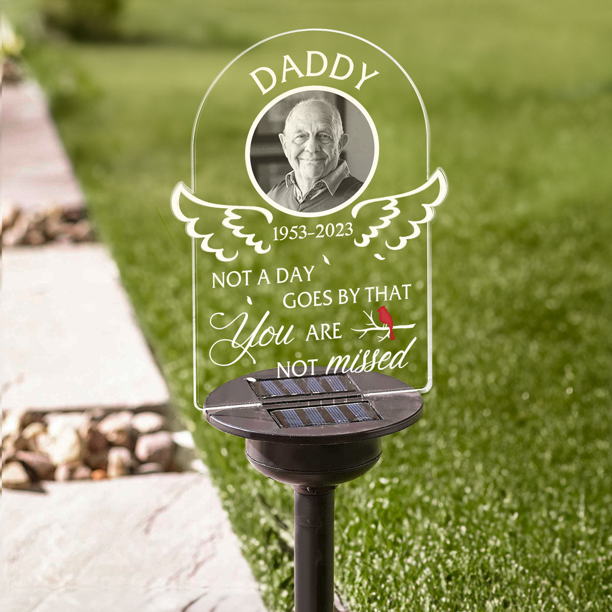 Not A Day Goes By That You Are Not Missed - Personalized Photo Solar Light