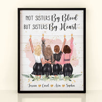 Not Sisters By Blood But Sisters By Heart - Personalized Poster - Birthday Gift For Sister, Soul Sister, Best Friend, BFF, Bestie, Friend - Party Girls Illustration