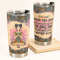 Not Sugar And Spice - Personalized Tumbler Cup- Gift For Yoga Lover - Yoga Front View