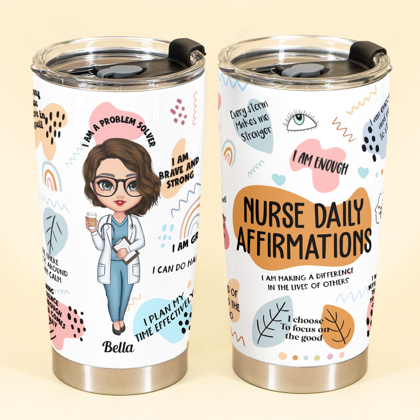 Nurse Daily Affirmations - Personalized Tumbler - Birthday Gift, Gifts For Doctor, Nurse, Sisters, Besties, Colleagues - Glitter Leopard Design