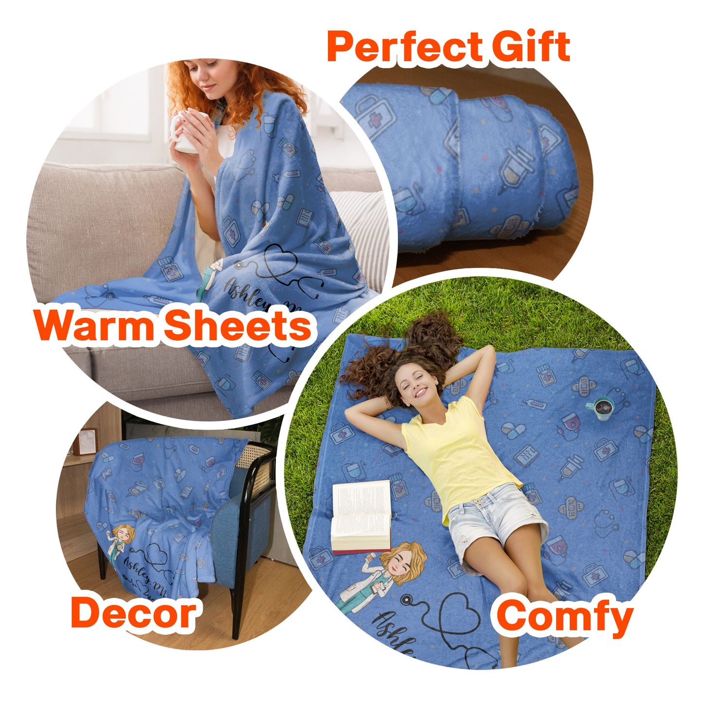 Nurse Life - Cartoon Version - Personalized Blanket - Birthday, Christmas, New Year Gift For Nurse, Doctor, Medical Staff, Colleagues