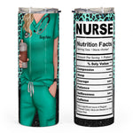 Nurse Life Nutrition Facts - Personalized Skinny Tumbler - Gift For Doctor & Nurse - Glitter Leopard Design