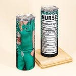 Nurse Life Nutrition Facts - Personalized Skinny Tumbler - Gift For Doctor & Nurse - Glitter Leopard Design
