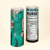 Nurse Life Nutrition Facts - Personalized Skinny Tumbler - Gift For Doctor & Nurse - Glitter Leopard Design