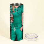 Nurse Life Nutrition Facts - Personalized Skinny Tumbler - Gift For Doctor & Nurse - Glitter Leopard Design