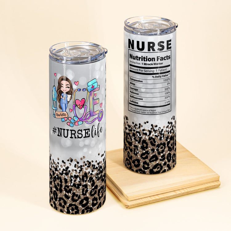 Nurse Nutrition Facts  - Personalized Skinny Tumbler - Gift For Doctor & Nurse