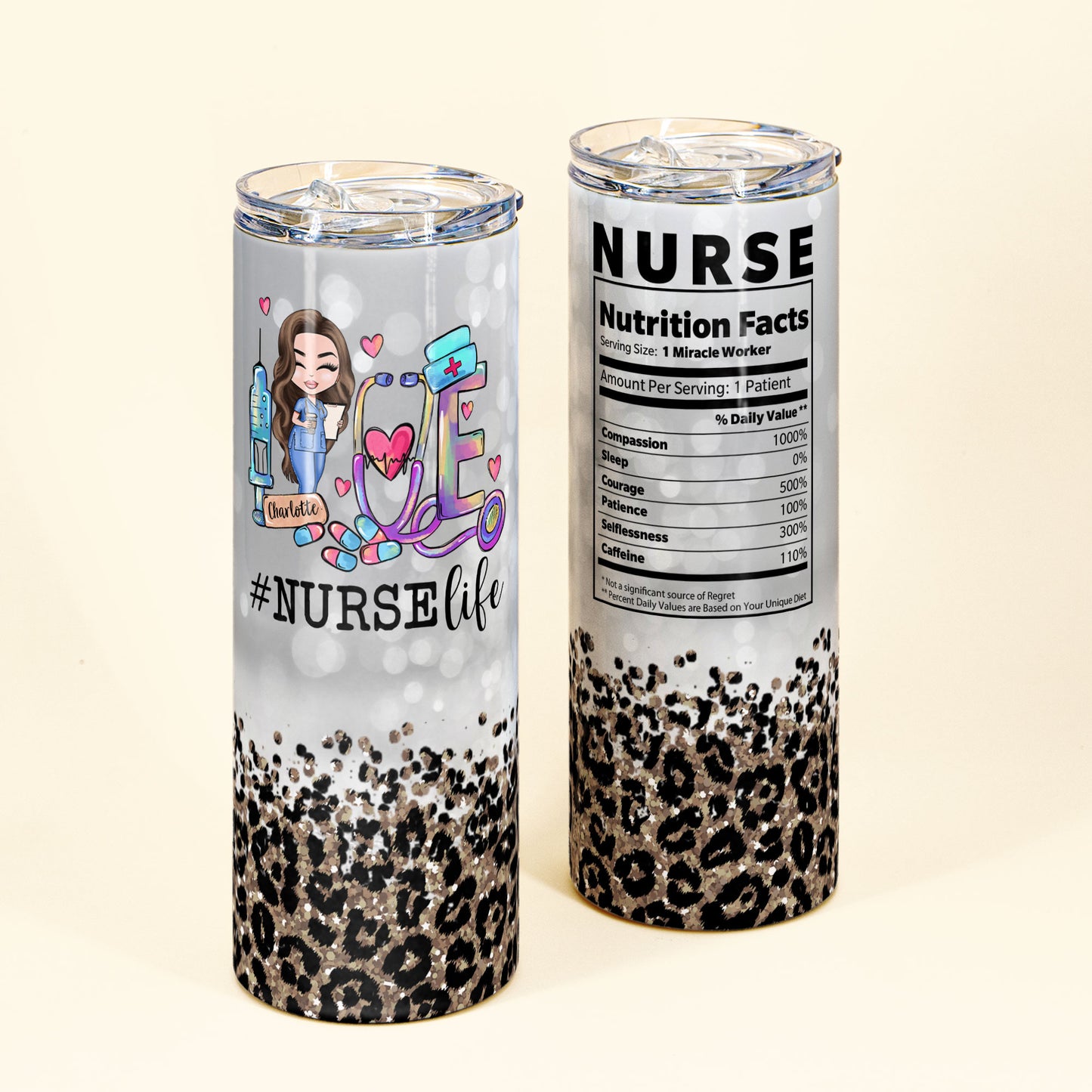 Nurse Nutrition Facts  - Personalized Skinny Tumbler - Gift For Doctor & Nurse