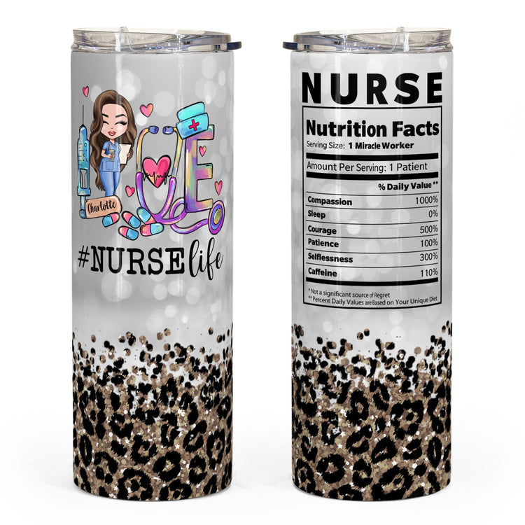 Nurse Nutrition Facts  - Personalized Skinny Tumbler - Gift For Doctor & Nurse
