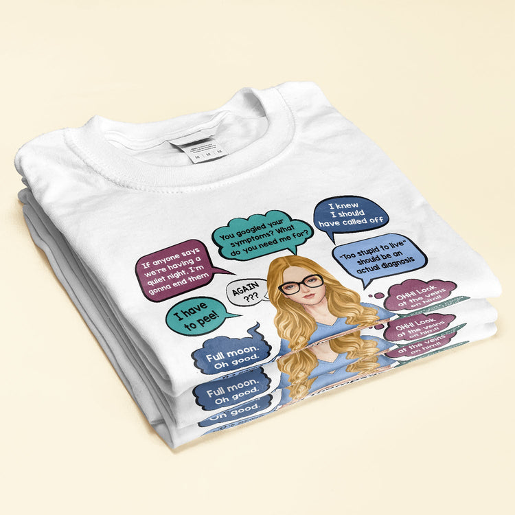 Nurse's Thoughts - Personalized Shirt - Birthday, Funny Gift For Nurses, Doctors, Hospital Workers, Colleagues, Co-worker