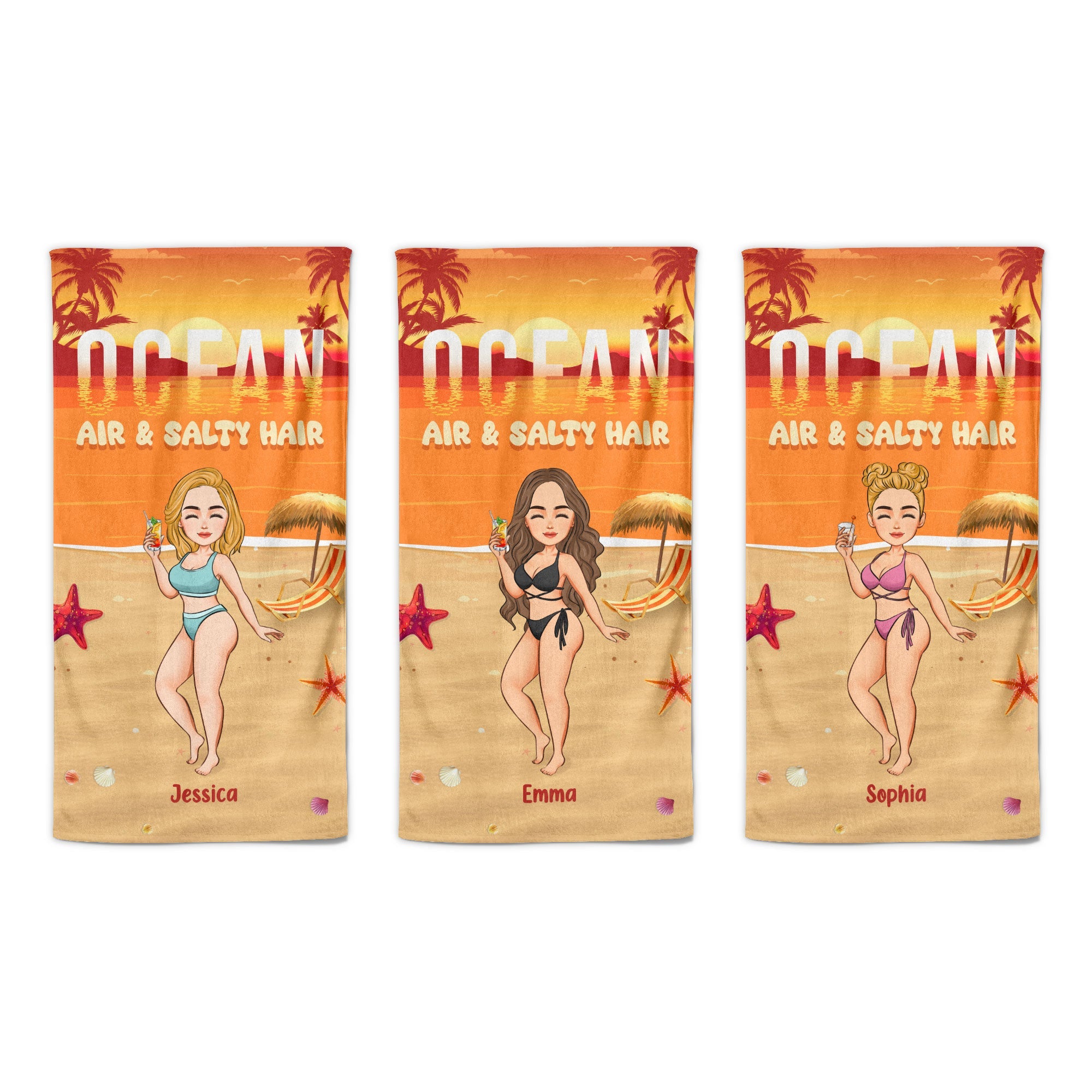 Ocean Air & Salty Hair - Personalized Beach Towel