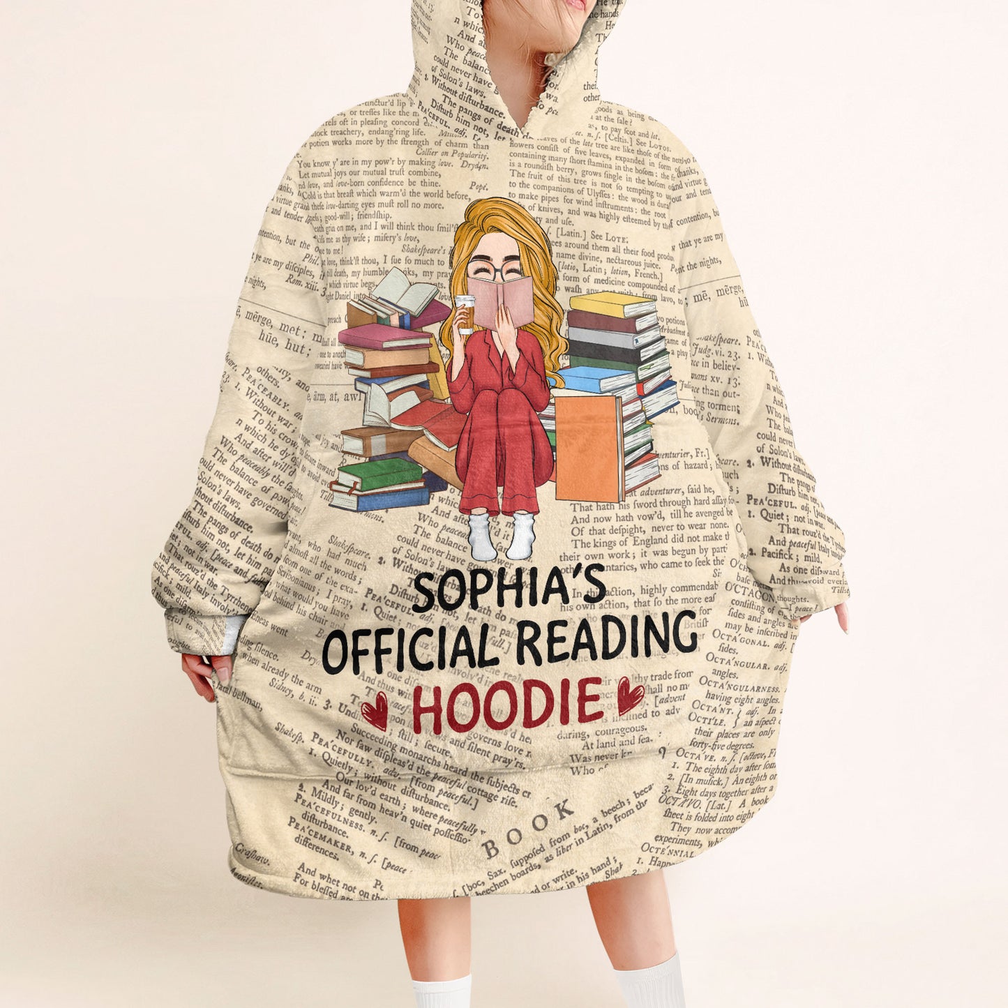 Official Reading Hoodie - Personalized Oversized Blanket Hoodie - Birthday, Loving, Funny Gift For Book Nerds, Reading Lovers, Girl