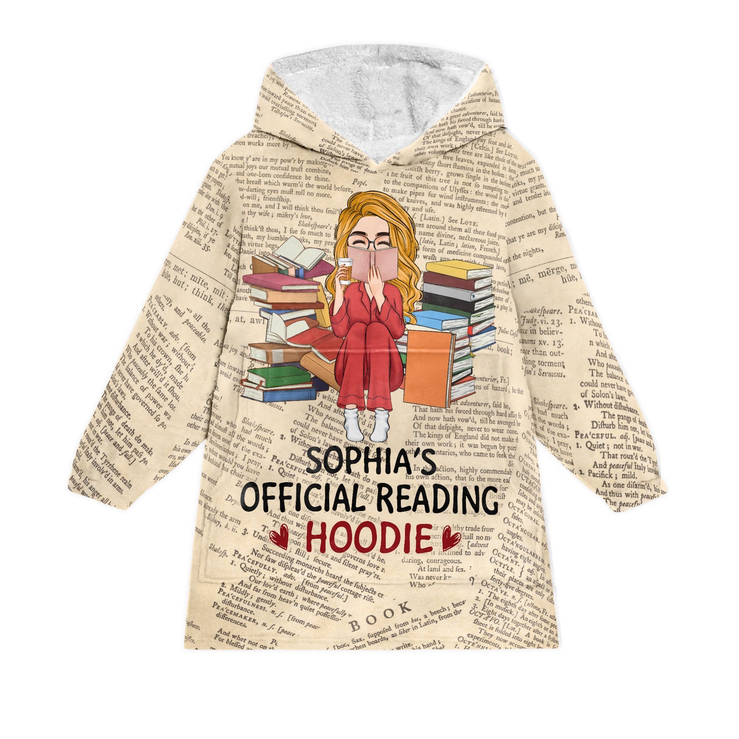 Official Reading Hoodie - Personalized Oversized Blanket Hoodie - Birthday, Loving, Funny Gift For Book Nerds, Reading Lovers, Girl