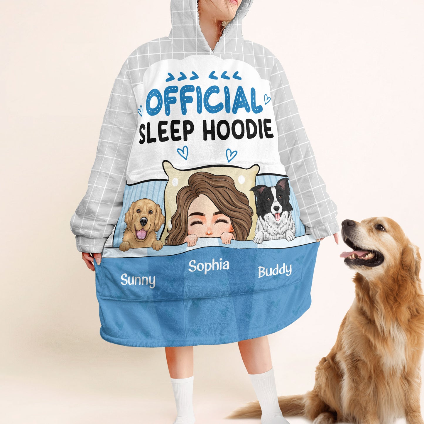 Official Sleep Hoodie 2 - Personalized Oversized Blanket Hoodie - Birthday, Loving Gift For Dog Mom, Cat Mom, Cat Dad, Dog Dad, Pet Lover