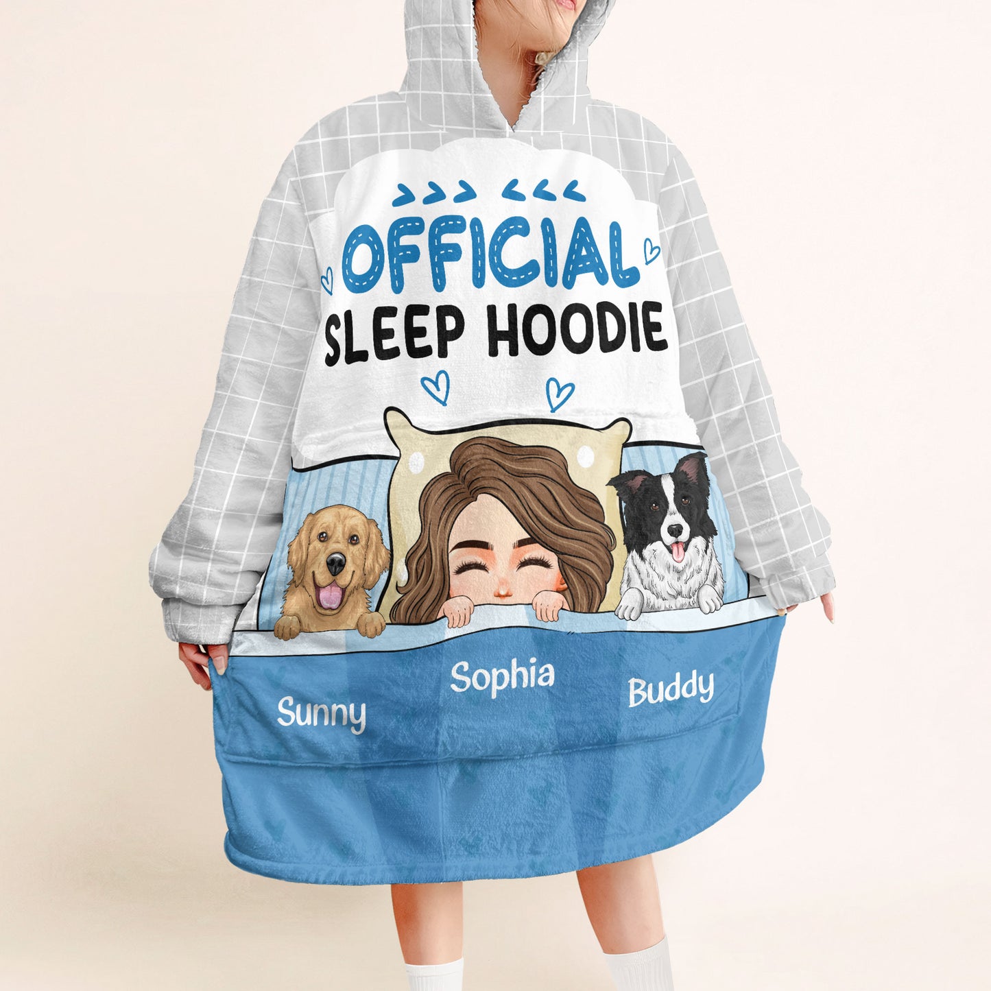 Official Sleep Hoodie 2 - Personalized Oversized Blanket Hoodie - Birthday, Loving Gift For Dog Mom, Cat Mom, Cat Dad, Dog Dad, Pet Lover