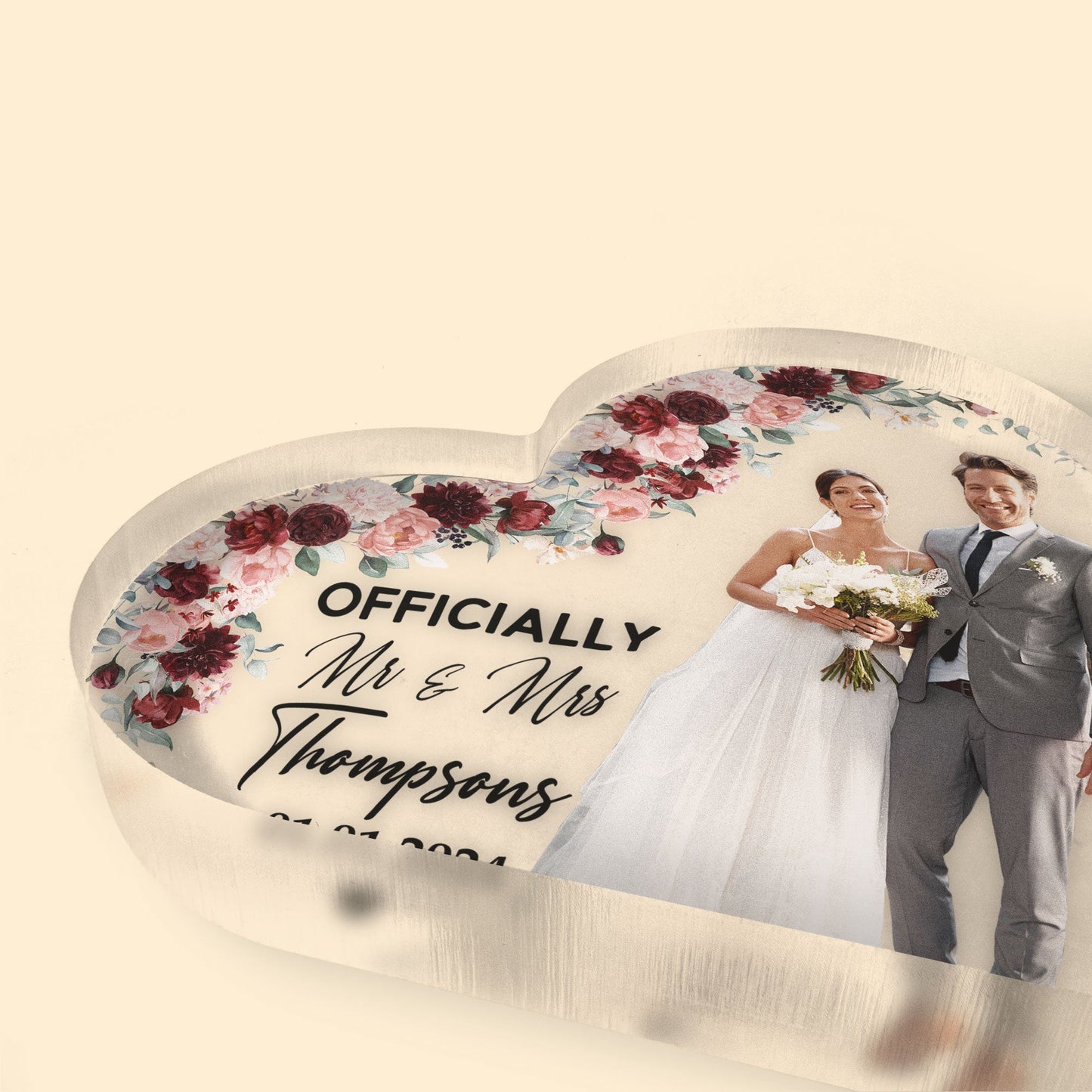 Officially Mr & Mrs - Personalized Acrylic Photo Plaque