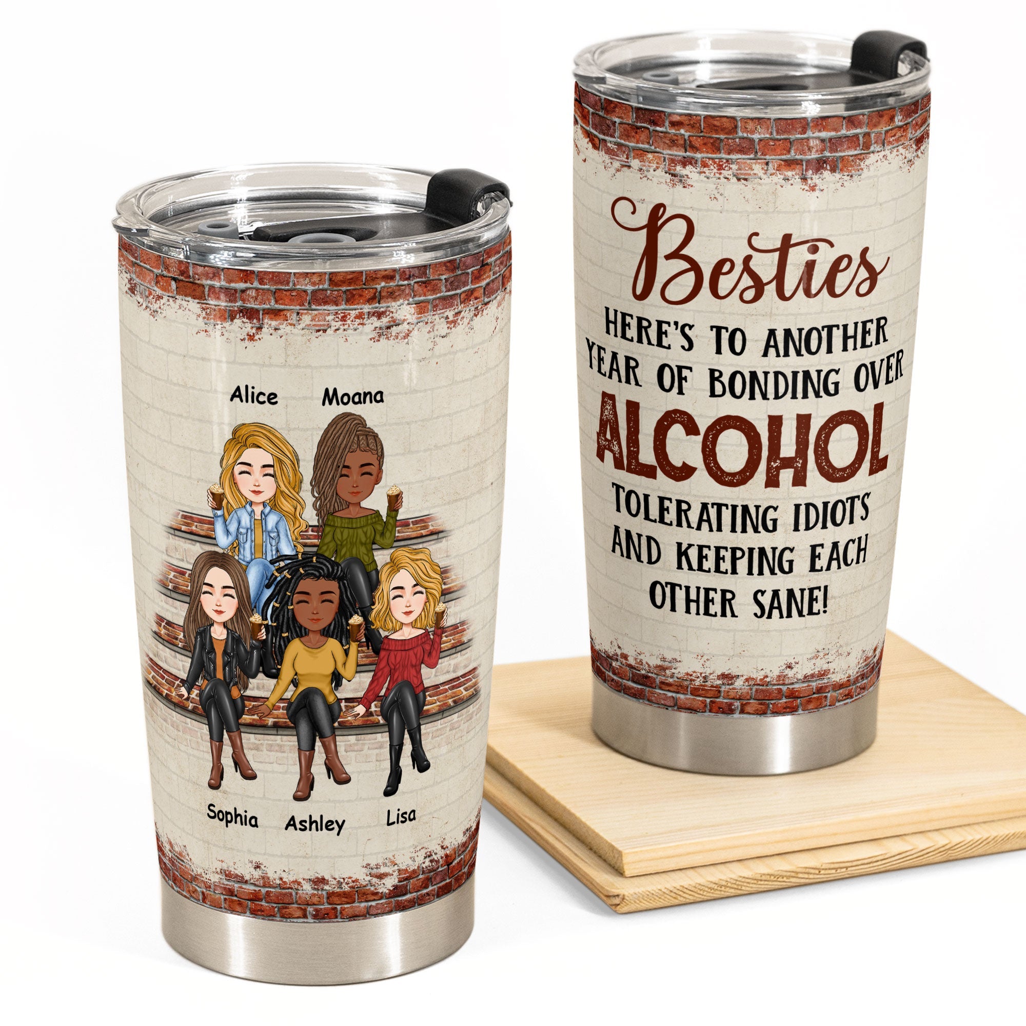 Bonding Over Alcohol - Personalized Tumbler Cup - Birthday Gift For  Besties, Soul Sisters, Sistas, Bff, Friends - Drinking Girls