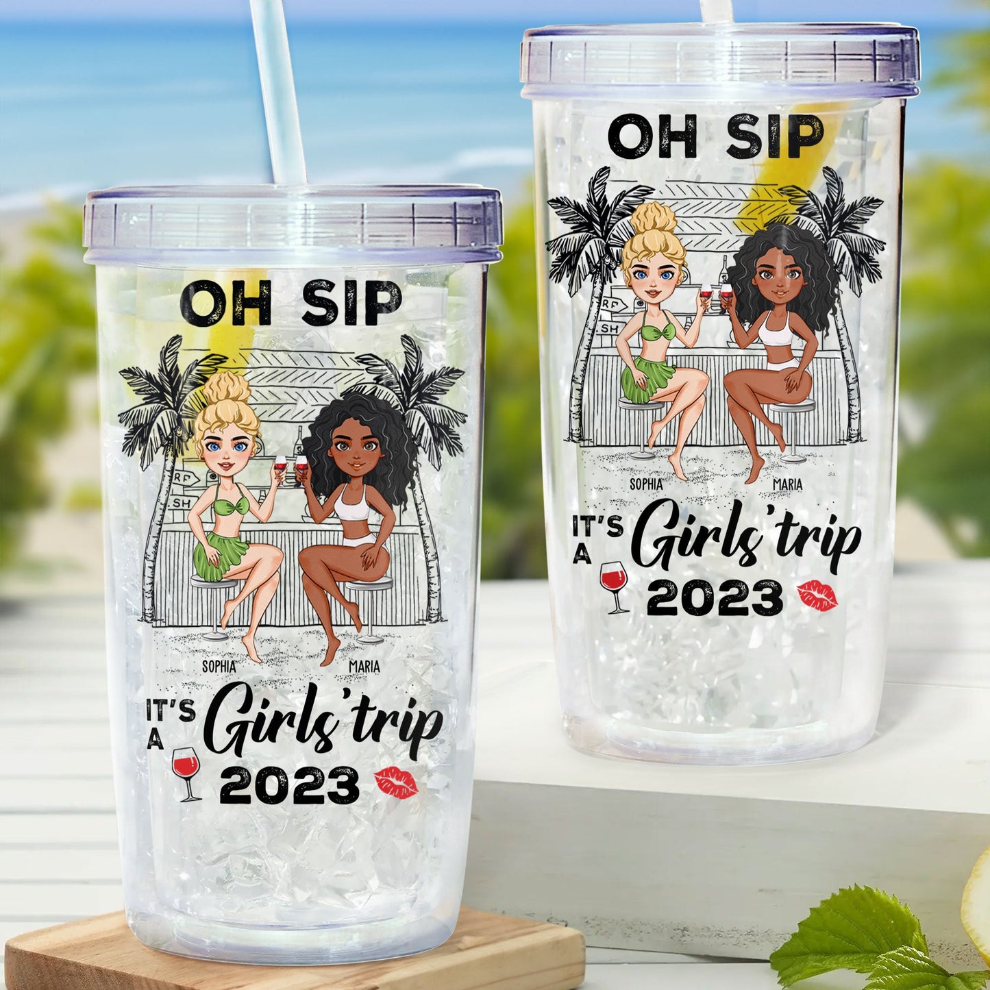 Oh Sip! It's A Girls' Trip - Personalized Acrylic Insulated Tumbler