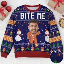 Oh Snap Gingerbread Face Photo - Personalized Photo Ugly Sweater