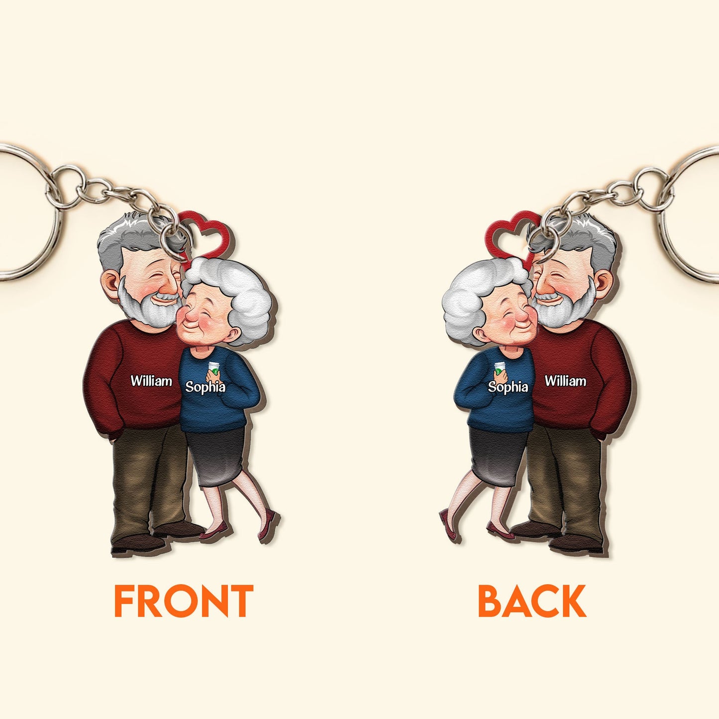 Old Couples Anniversary Gift - Personalized Wooden Keychain