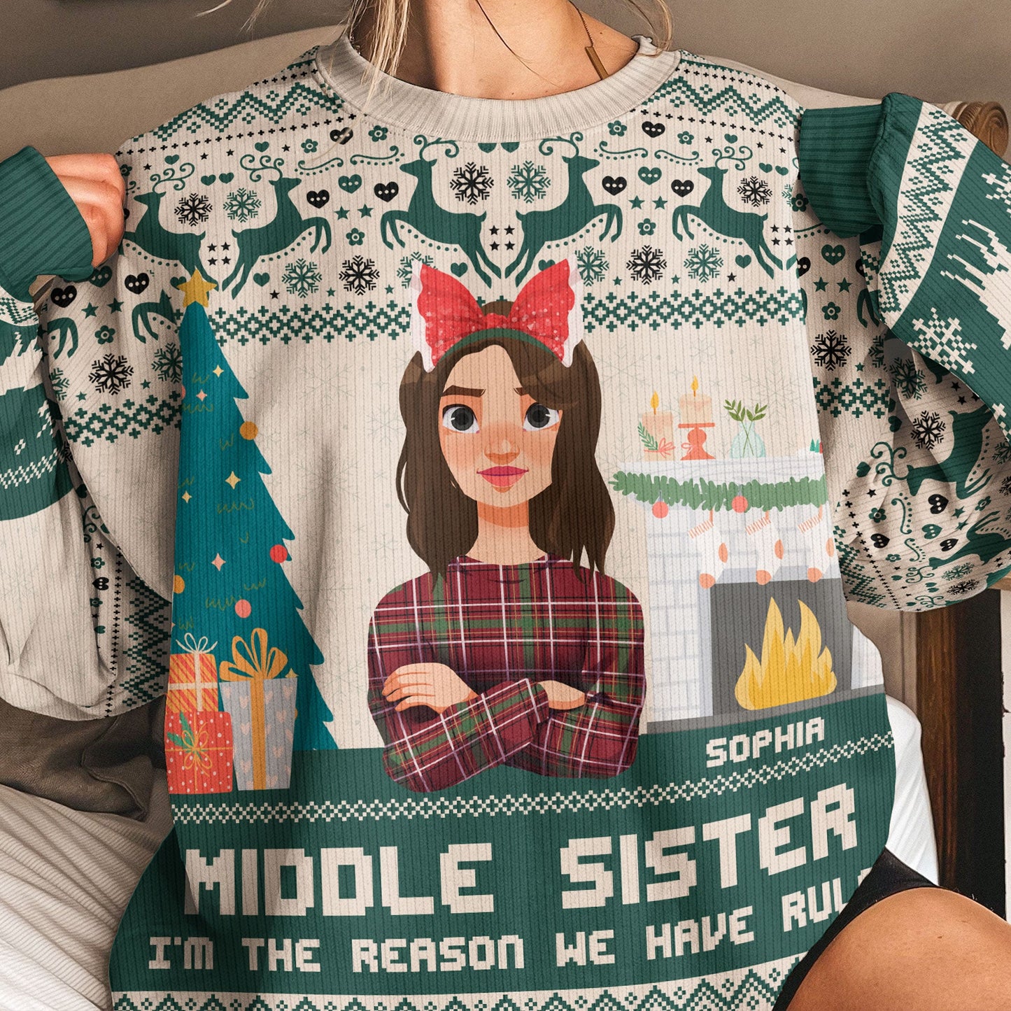 Oldest Sister I Make The Rules - Personalized Ugly Sweater