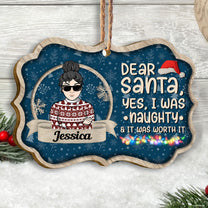 On The Naughty List And I Regret Nothing - Personalized Wooden Ornament - Christmas Gift For Family Members